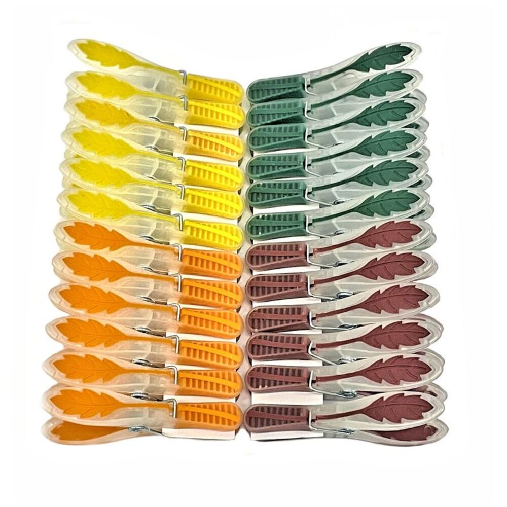 Smart Home Fall Leaf Themed Plastic Clothespins with Non-Slip Grips, 24 Pack